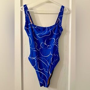 Madewell Blue Floral One Piece Swimsuit